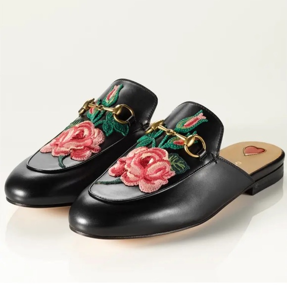 gucci embroidered mules